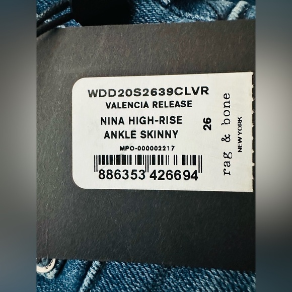 Rag & Bone Valencia Release Nina High Rise Ankle Skinny Jeans Size 26 - Picture 4 of 14
